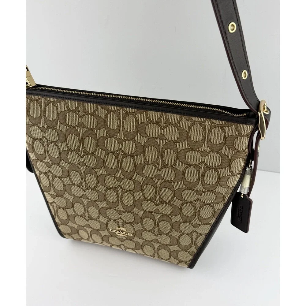 Coach Signature Small Dufflette Crossbody Shoulder Bag, Khaki, Brown, NWT $225